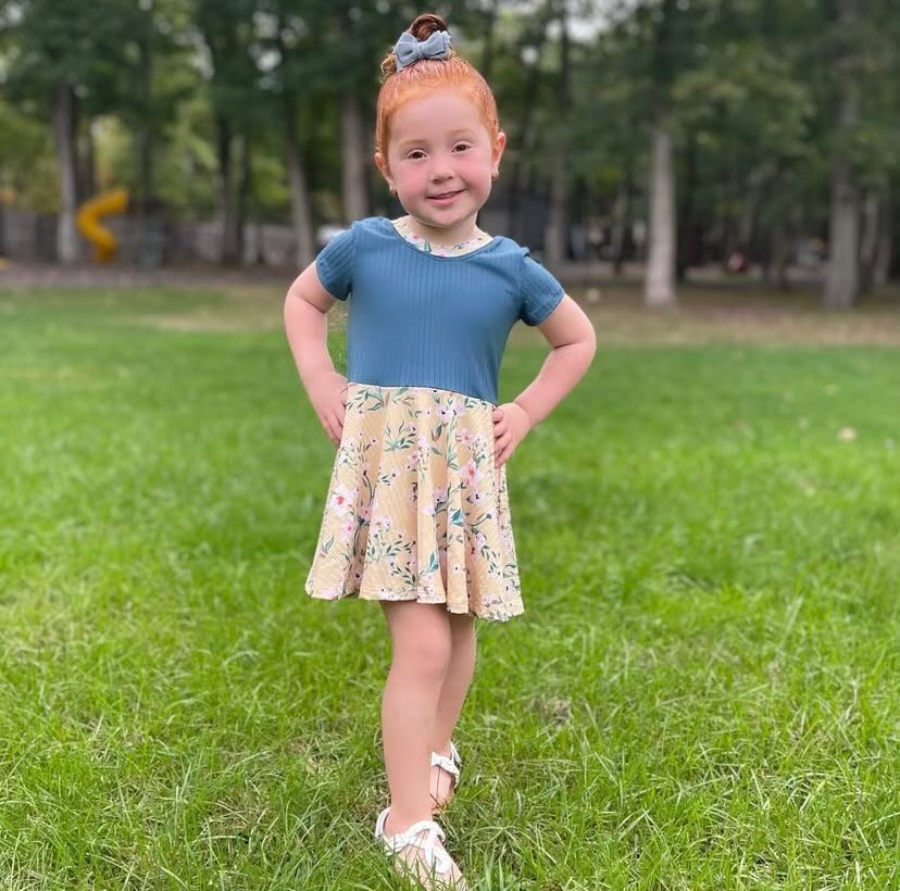 Girls Teal Magnolia Dress