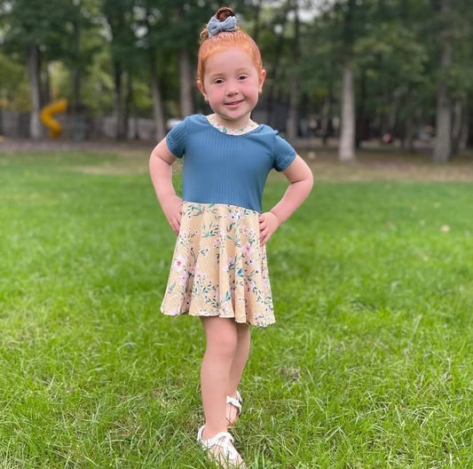 Girls Teal Magnolia Dress