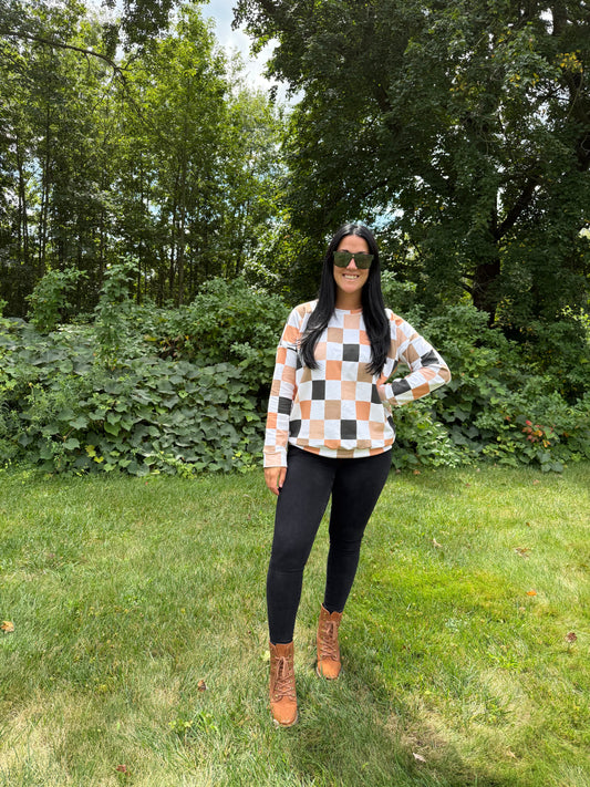 Womens Oversized Checkered Sweater